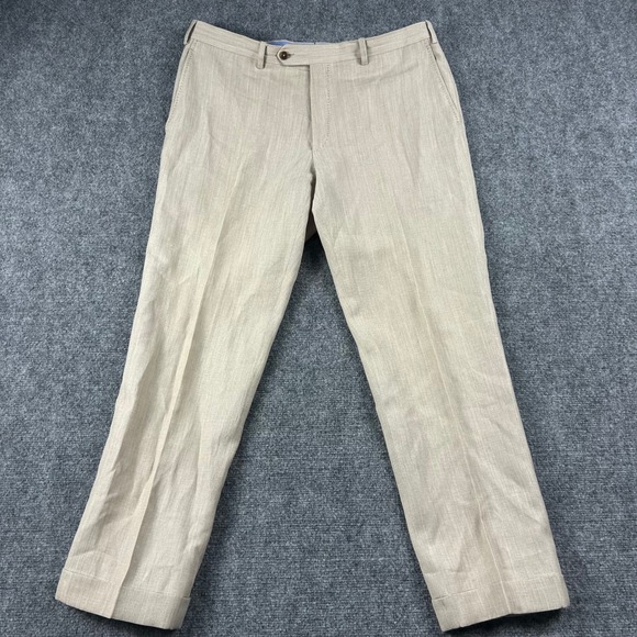 Maurizio Baldassari Other - Maurizio Baldassari Trousers Mens 52 Beige Linen Blend Brera Made in Italy